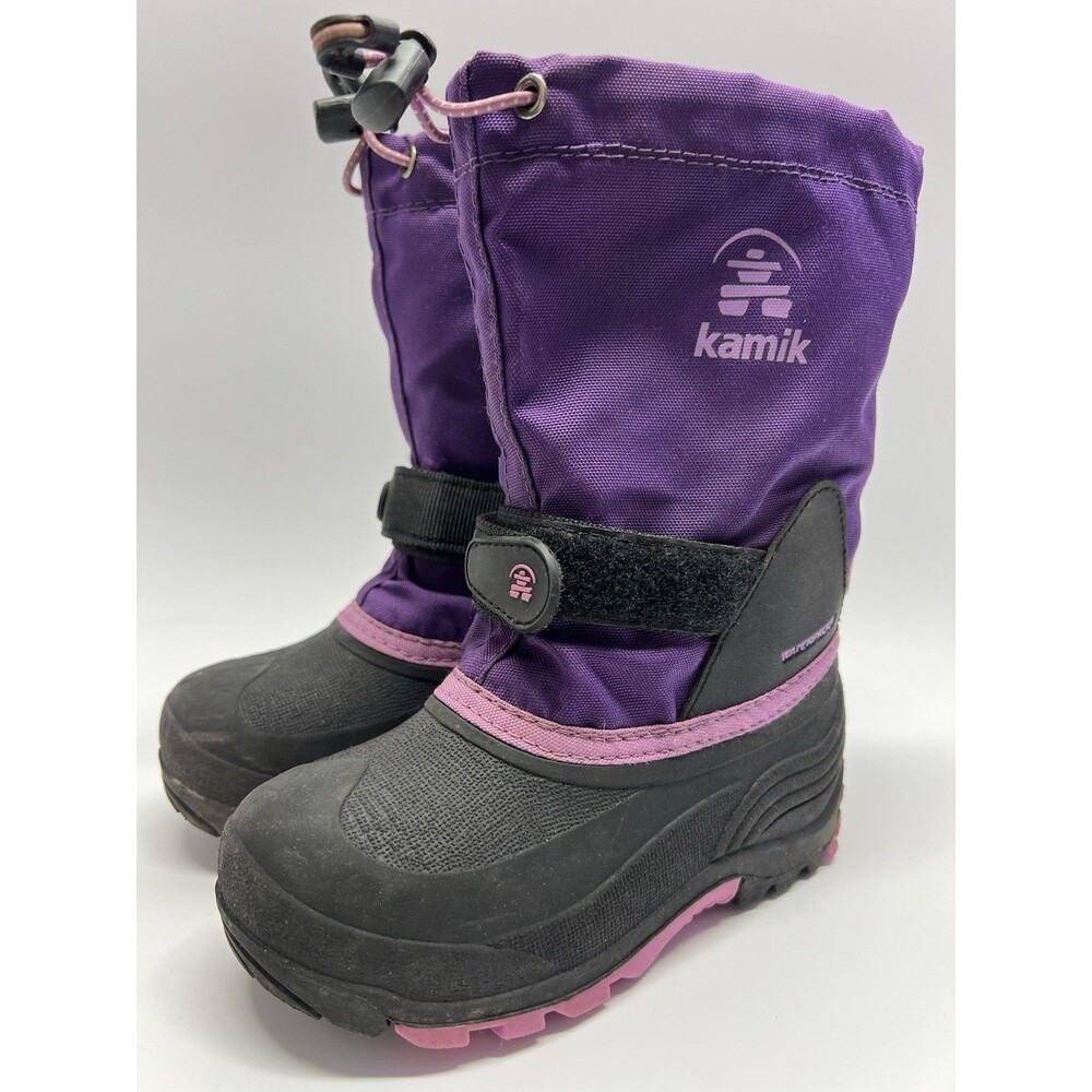 Kamik Purple Black Waterproof Winter Snow Boots Insulated Kids Size 12
